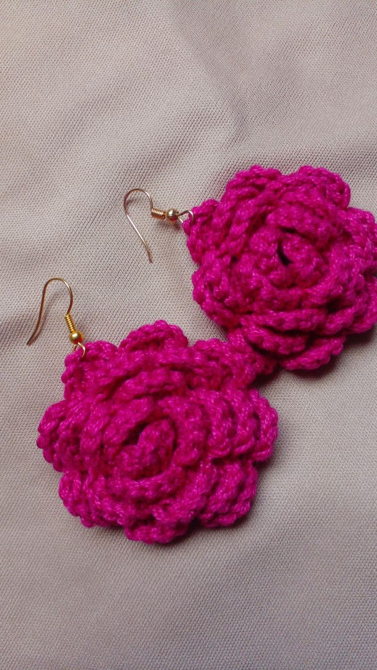 Rose crochet earrings