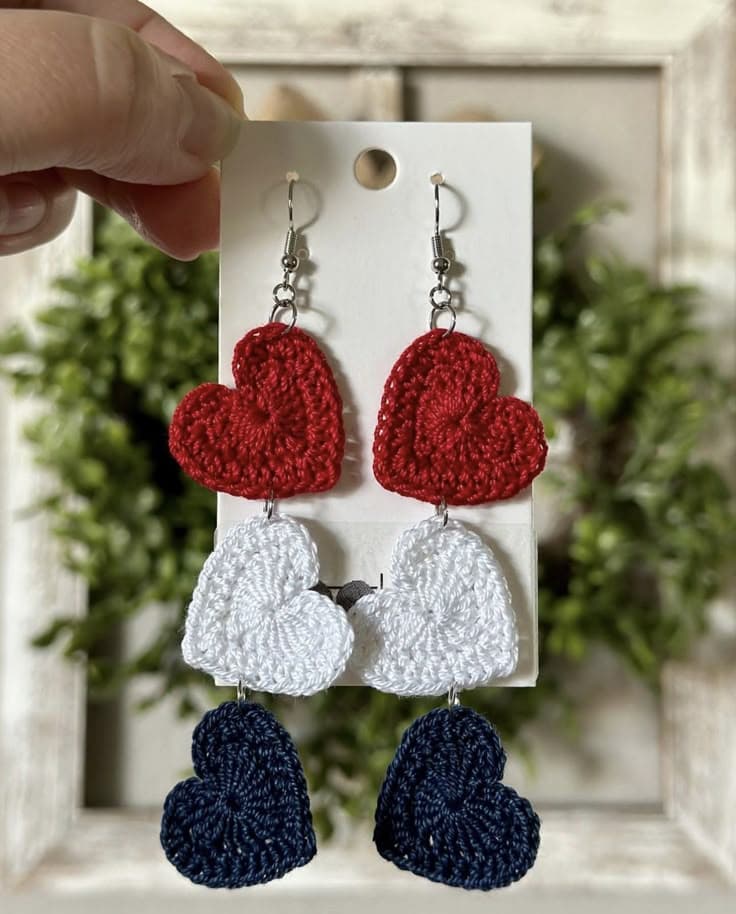 Heart crochet earrings